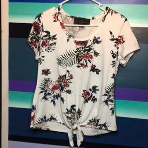 Red and White Floral Top